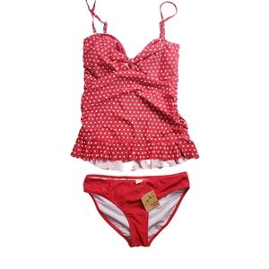 Marina West Red Ruffle Polka dot Tankini Swimsuit…